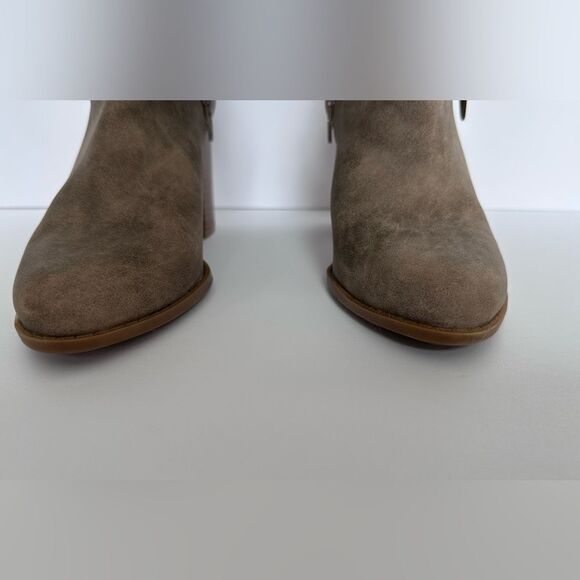 JUST FAB Sora Taupe Suede Block Heeled Boot Size 8 - Picture 9 of 15